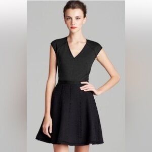 Rebecca Taylor Black Tweed Fit & Flare Dress Size 8